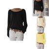 T-shirt in Cotone da Donna con Girocollo Manica Lunga Vestibilità Casual Morbido Comfort