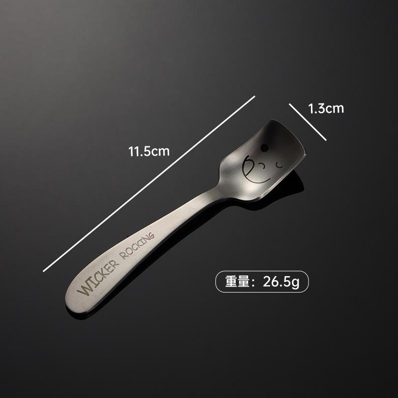 304 Stainless Steel Creative Smiley Face Inclined Handle Laser Spoon Chopsticks Fork Student Tableware Full Set of Gifts Children