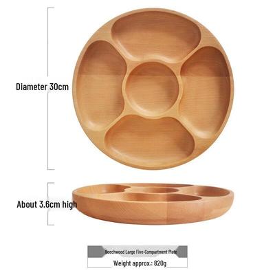 Japanese Style Beechwood 5-Compartment Snack Tray