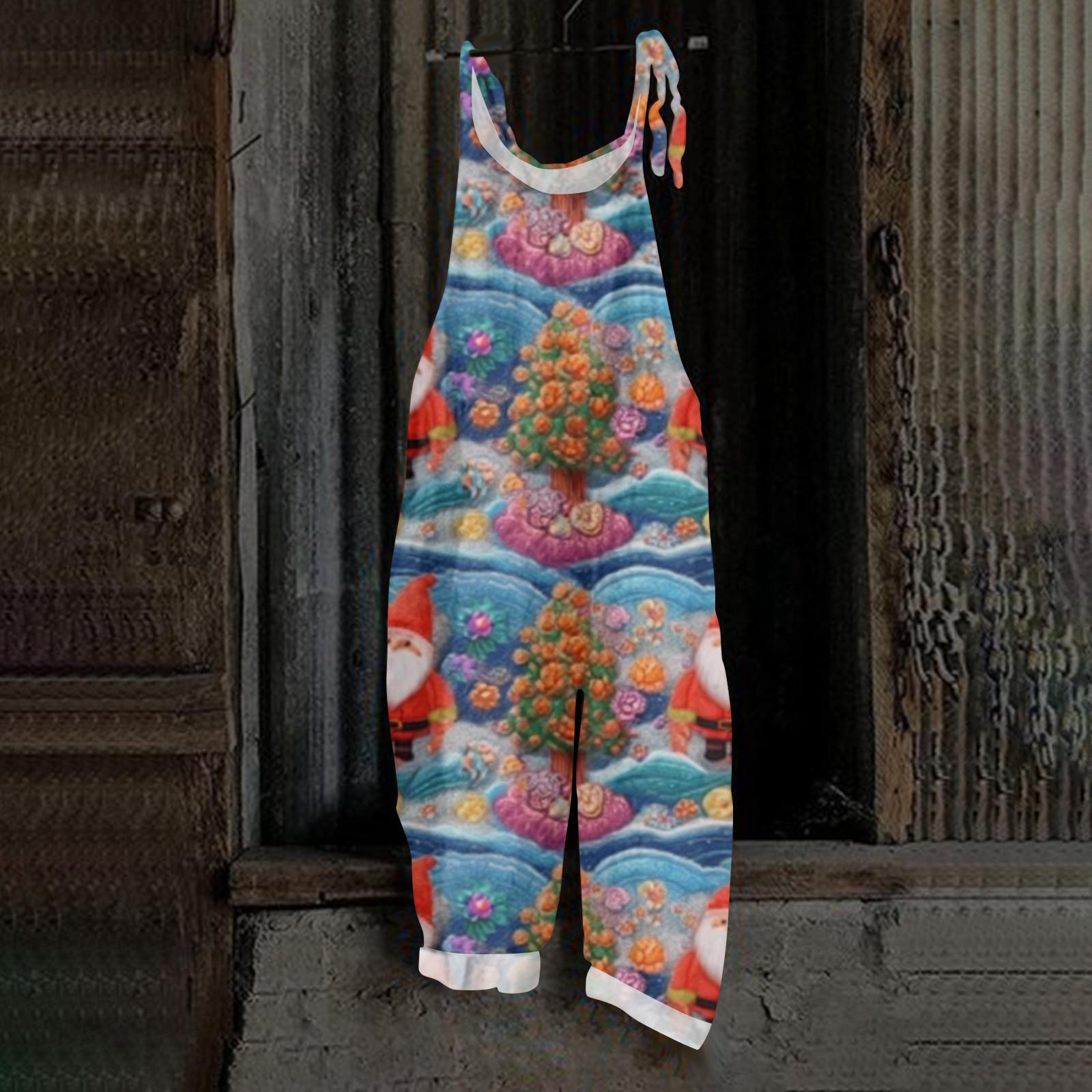 

Women s Jumpsuit Halloween Print Casual Loose Vintage Shoulder Strap Cotton Linen XL