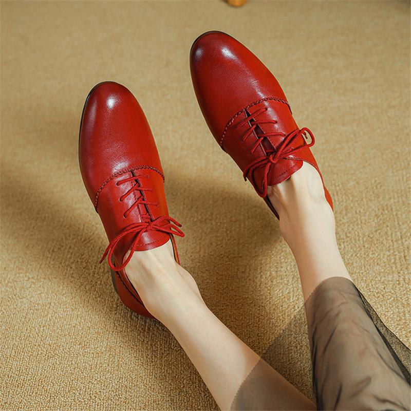 Fashion New Spring/autumn Genuine Leather Women Shoes Round Toe Shoes for Women Fashion Loafers Shoes Low Heels Handmade Women Pumps