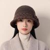 Autumn and Winter Hat Women's Retro Bucket Hat Middle-aged and Elderly Elegant Temperament Bow Mother Hat