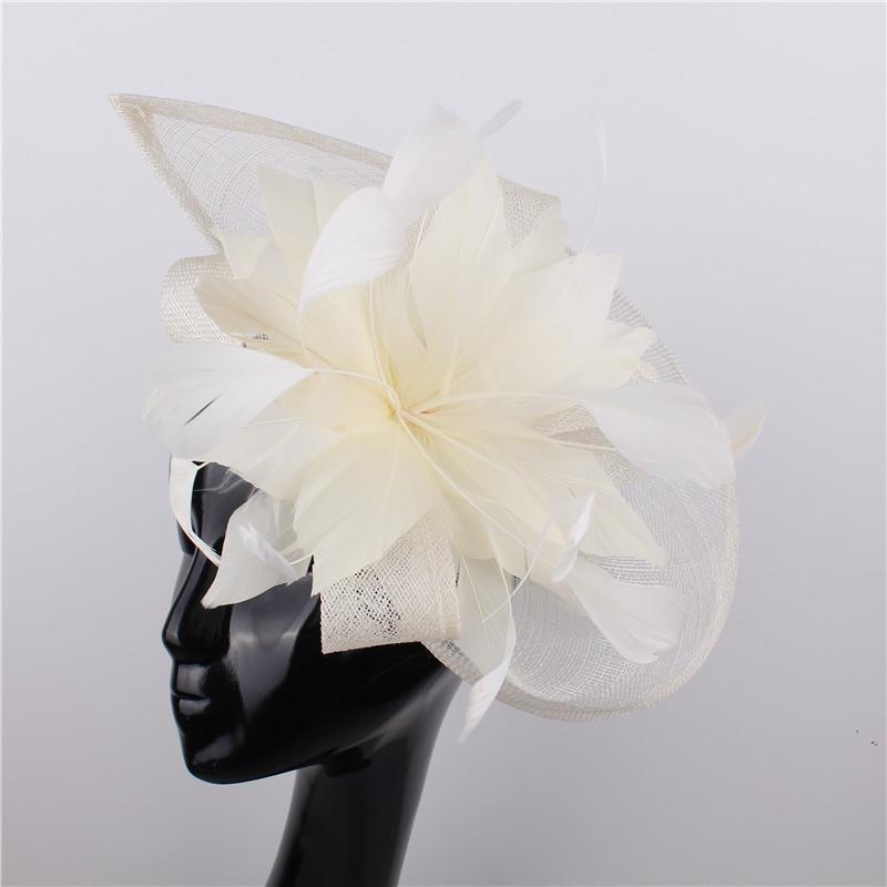 

European And American Style Feather Flower Headgear Retro Green Top Hat Hemp Yarn Headband Hairpin Dual-Purpose
