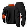 Men's Casual Heavy-duty Fleece Loose Stand-up Collar Casual Sweatshirt, Men's Sportswear Workwear Sweatshirt And Pants Set