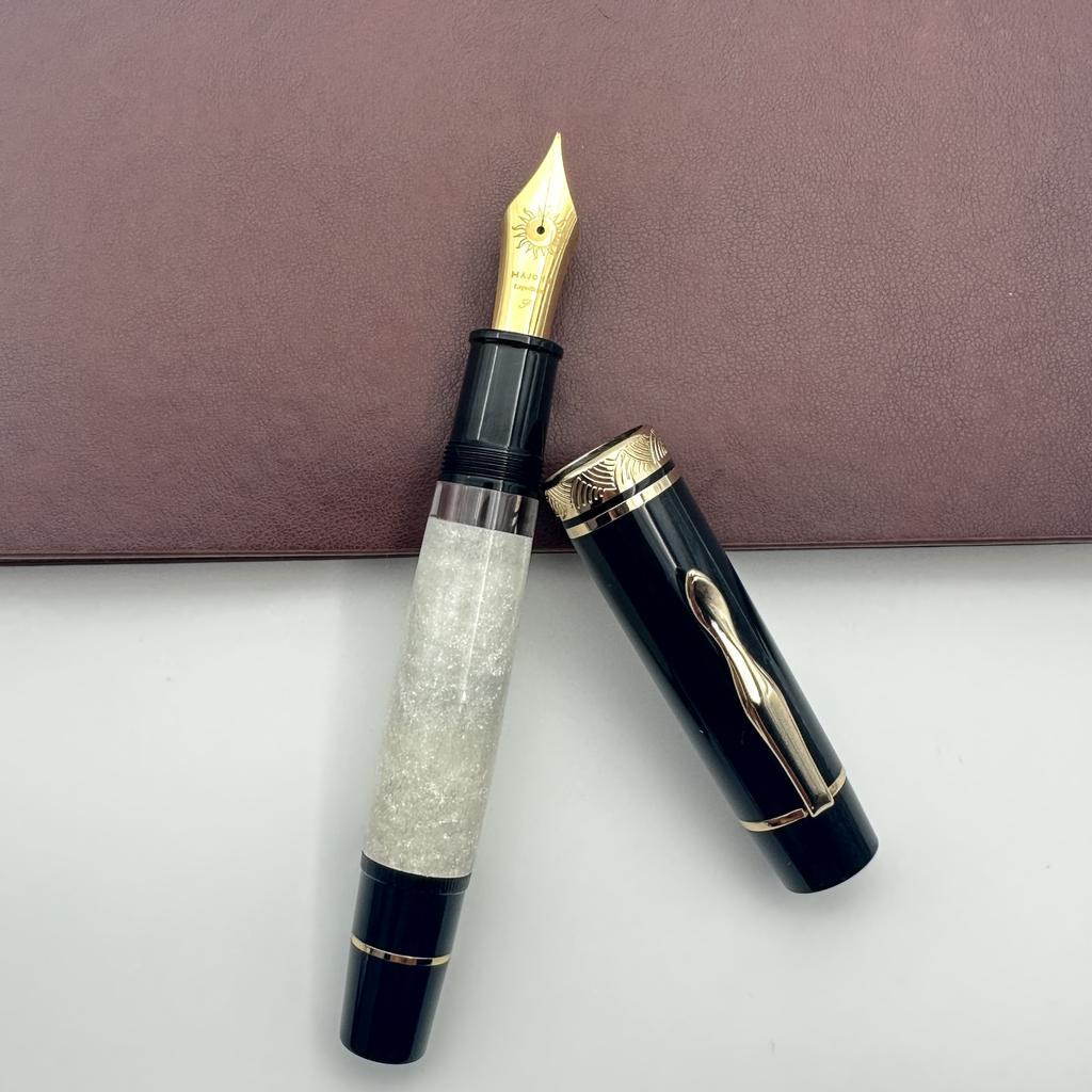 MAJOHN P139 Large Piston Fountain Pen No.6/8 EF/F/M Nib  Hard Rubber Tongue All-copper Piston Writing Pen Limited Black Rock!