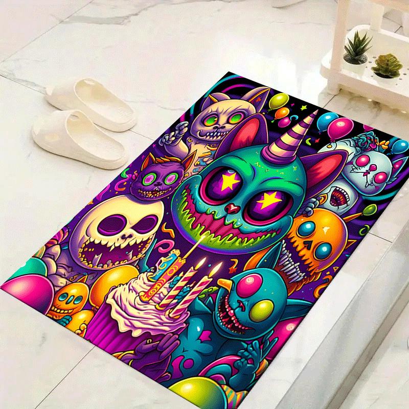 

1pc Scary cat Design Indoor Area Rug - Soft, Anti-Slip, and Durable Gaming Room Decor for Bedroom 60cm by 90cm