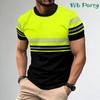 New Secure Logo Color Blocking Design Green 3D Print Men's T-Shirts Round Neck Short-Sleeved Oversized Men Work Tops Clothes