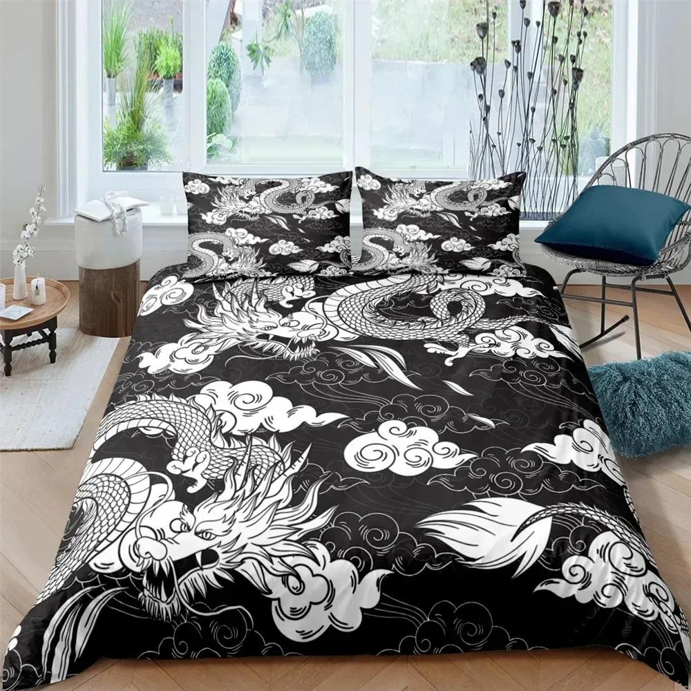 Bedding Set 3D Dragon Printing Bedclothes Duvet Cover with Pillowcases Polyester Comforter Cover King Queen Twin Home Textiles