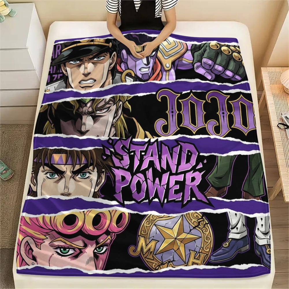 1PC Jojo'S Bizarre Adventure Patterned Flannel Blanket Suitable For All Seasons For Home Decor Warmth And Comfort Gifts Holiday Present
