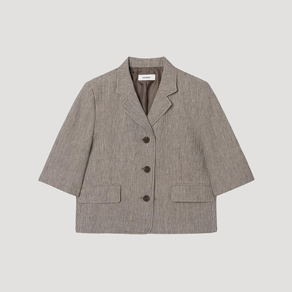 

[shs Miss] Middle Sleeve Crop Jacket Swwjkp21080 Br Braun/55