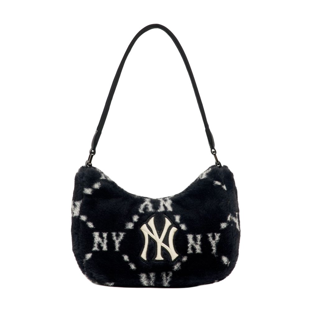 

MLB New York Yankees Vintage Diamond Floral Plush Underarm Tote Shoulder Bag Unisex bags Black 3ABQS0826-50BKS Black