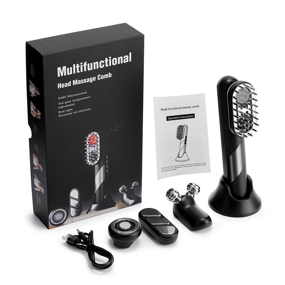 4 In 1 Microcurrent Face Vibration Massager Heating Massage Comb Neck Facial Lifting Massage Red Light Skin Rejuvenation