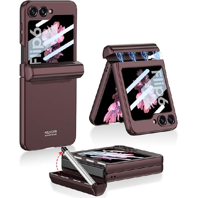 NINKI for Samsung Galaxy Z Flip 6 Case with S Pen Holder and S Pen, Galaxy Flip 6 Case Magnetic Hinge Protection Screen Protector Phone Case for