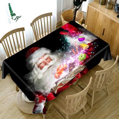 Weihnachtstischdecke mit Weihnachtsmann- und Geschenkmuster, rechteckig, rund, Tischdecke, dickes Baumwolltuch