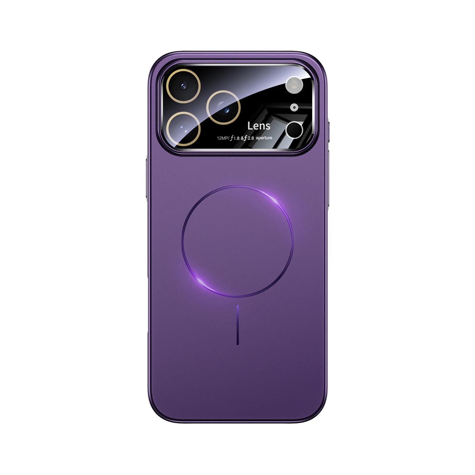 

Магнитный беспроводной зарядный цветной чехол для iPhone 17 16 15 14 13 Pro Max Plus 17Air Ощущение кожи Большое окно Защитная крышка для объектива iPhone 15