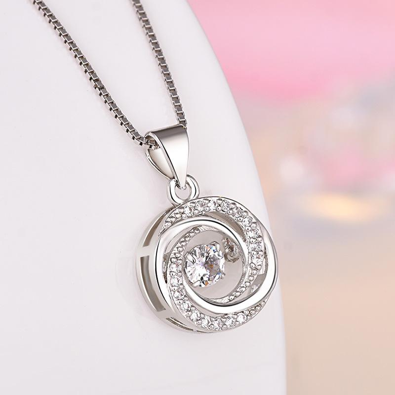 925 Sterling Silver Moon Necklace Pendant Zircon For Women Fashion Exquisite Student Girlfriend Jewelry Accessories Heart GiftGood Product