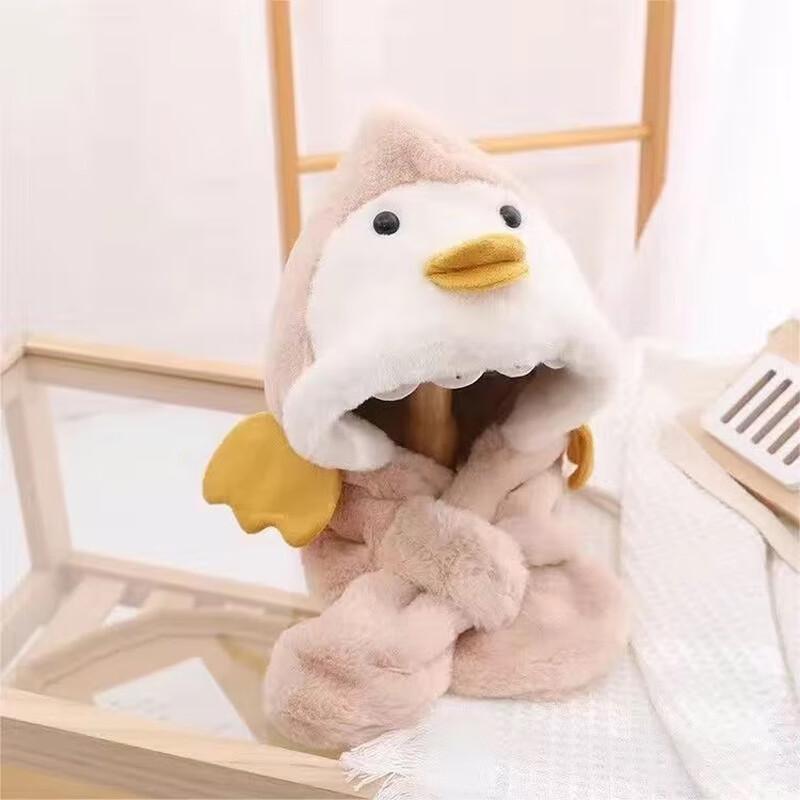 Kids  Cartoon Animal Integrated Hat Scarf