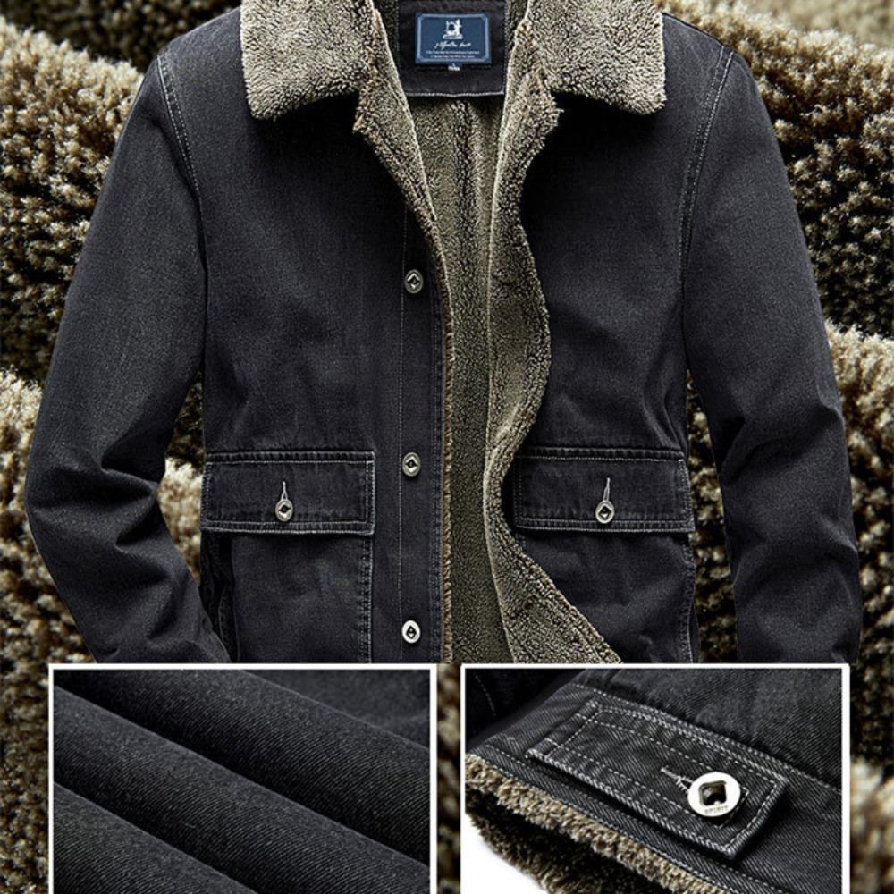 Nuevas Chaquetas de Mezclilla Cálidas de Invierno para Hombre con Forro Polar Bolsillos Grandes Chaquetas de Mezclilla Cargo Alta Calidad Masculino Azul Claro Slim Abrigos de Mezclilla Talla 4X