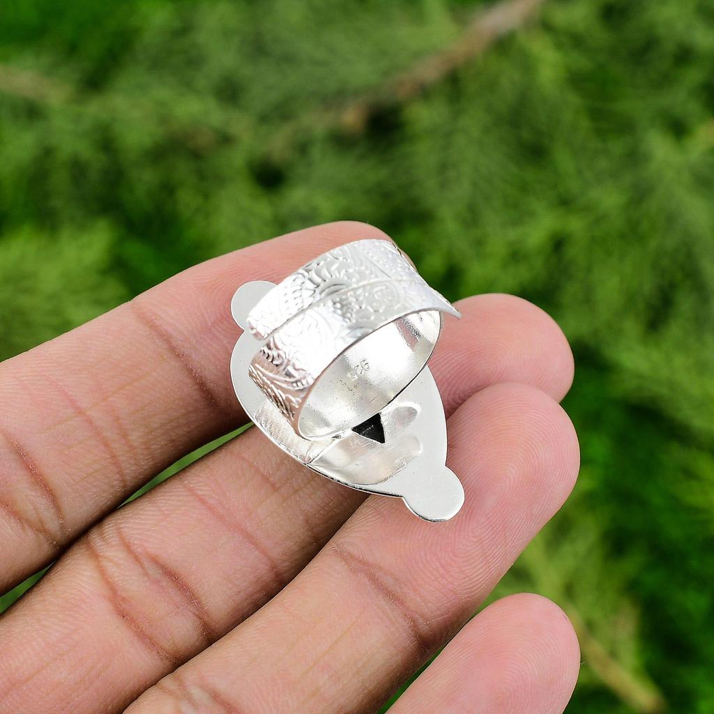 Pear Orthoceras Fossil Gemstone Sterling Silver Engagement Wife Stackable Ring
