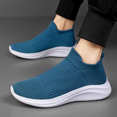 Mode Hohe Qualität Neue Herren Mesh Freizeitschuhe Dicke Sohle Rutschfest Trendige Blaue Herren Sportschuhe Outdoor Park Laufschuhe