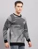 MONTE CARLO Mens Self Design Black Round Neck Full Sleeve Pullover
