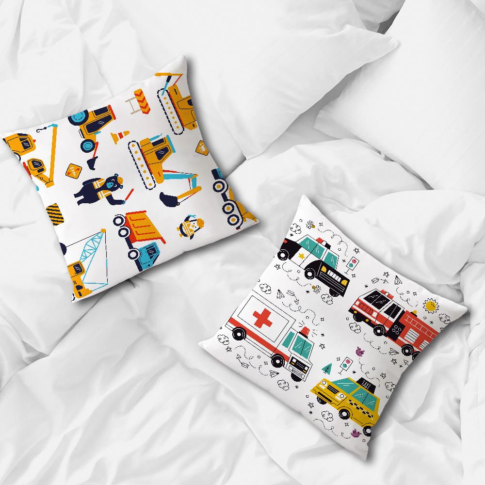 ART Transportation Cars Truck Boat Racing Soft Pillow Case for Sofa Living Room Home Office Decor Protective Covers Without