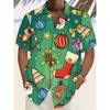 Men's Fashion Christmas Santa Claus Funny 3D Printed Men's Short Sleeve Shirt Tops Fashion Men's Clothing Tops Hawaiian Shirt