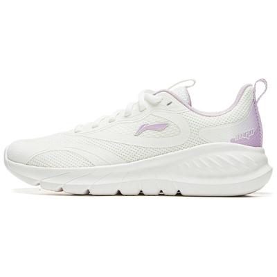 Li Ning Easy Flex Absorción Suave de Impactos Resistente al Desgaste Transpirable Rebote Zapatillas de Running de Caña Baja Mujer Zapatilla Deportiva Blanco Morado ARSU094-3