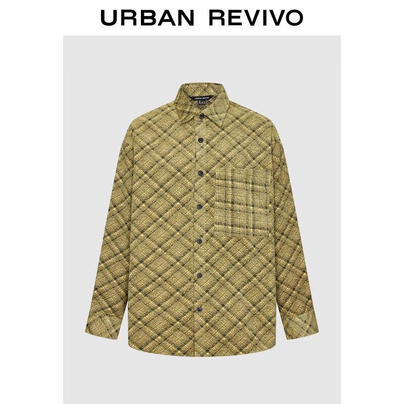 UR2025 Men s Retro Plaid Color-block Open-front Shirt S