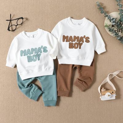 Herbst Jungenmode-Set: Besticktes Sweatshirt & Einfarbige Hose - Zweiteiliges Outfit für Babys und Kleinkinder