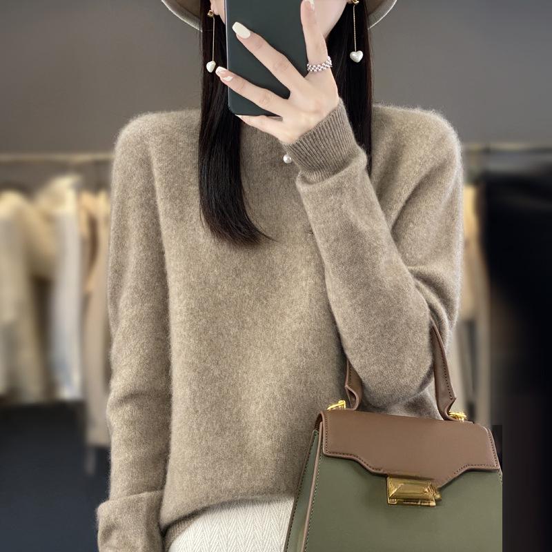 DAFIFY Women's Fashion Casual Fall Winter Solid Color Print Long Sleeve O-Neck Sweaters