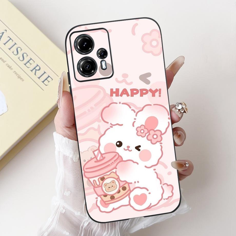 For Motorola Moto G13 G23 G53 G73 Phone Case MotoG13 G 23 Back Cover Soft Matte Silicone Slim Fundas Lovely Panda Rabbit Flower