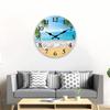 Superior-Grade Light First-Class Luxury First-Class Beach Premium-Quality Pattern First-Class Wooden Premium-Quality Wall Clock High-Standard