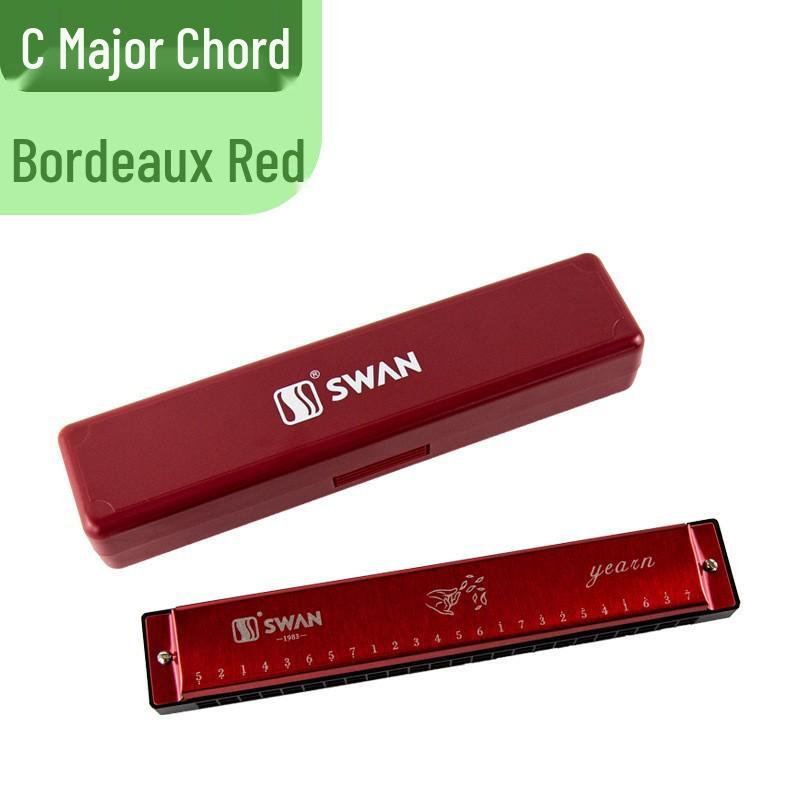 Swan 24-Hole Harmonica for Beginner Students - Double Reed, C Key, Professional Quality