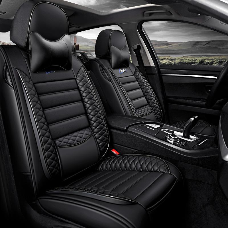 Full-Cover Leather Car Seat Cushion - Ice Silk, Universal Fit, Five Seats