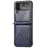 Applicable to Samsung ZFlip4 folding screen mobile phone case solid color rhombus leather pattern back cover integrated Japanese and Korean protecti