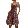 In stock, summer clearance women's floral dress, European and American sexy suspender dress.