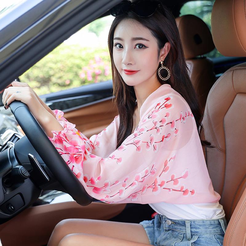 Cashew Print Chiffon Sunscreen Cardigan with Sleeves - Women's Summer Shawl Scarf
