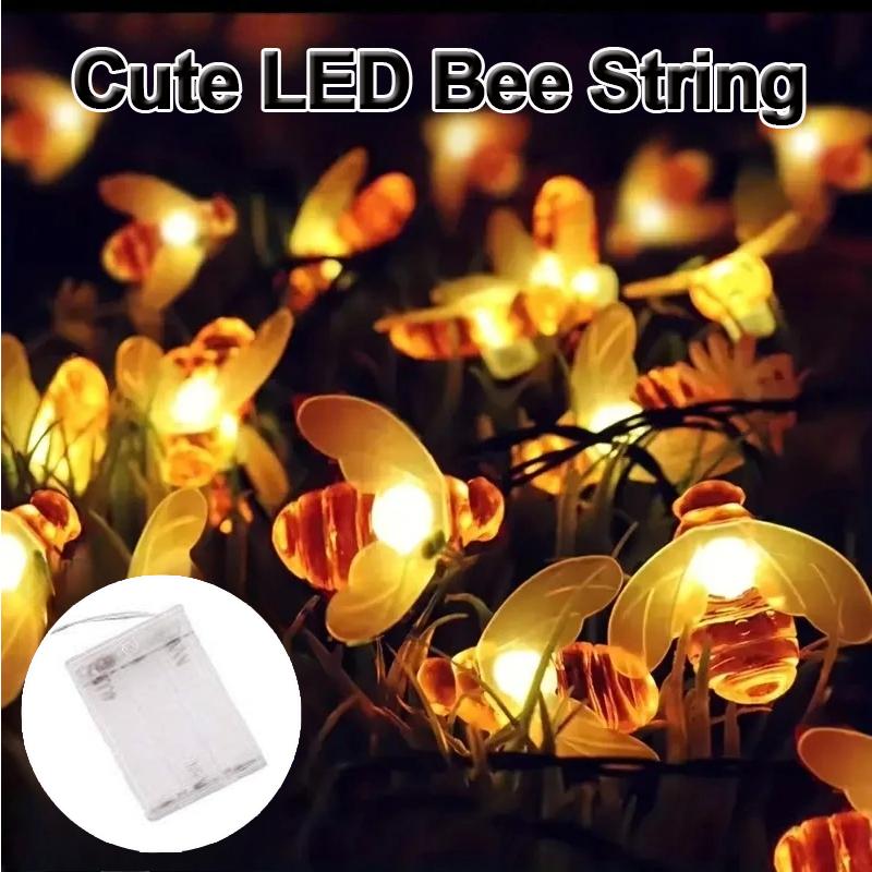 Solar-Powered 8Mode LED Bee String Lights Cute Honeybee Fairy Lamp for Outdoor Garden Decor Lighting Christmas Wedding Party