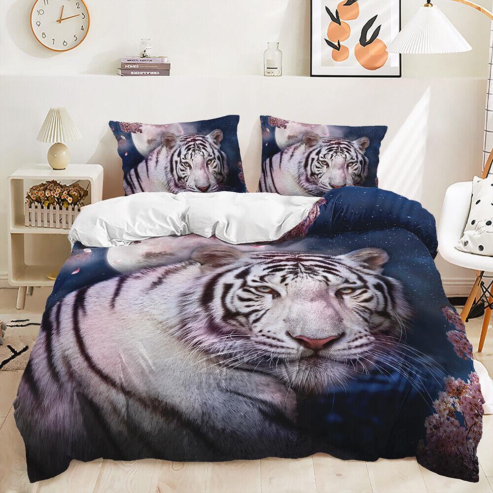 

Пододеяльник с цветочным принтом животных, большие кошки, лев, тигр, леопард, комплект пододеяльников Single 135x200cm