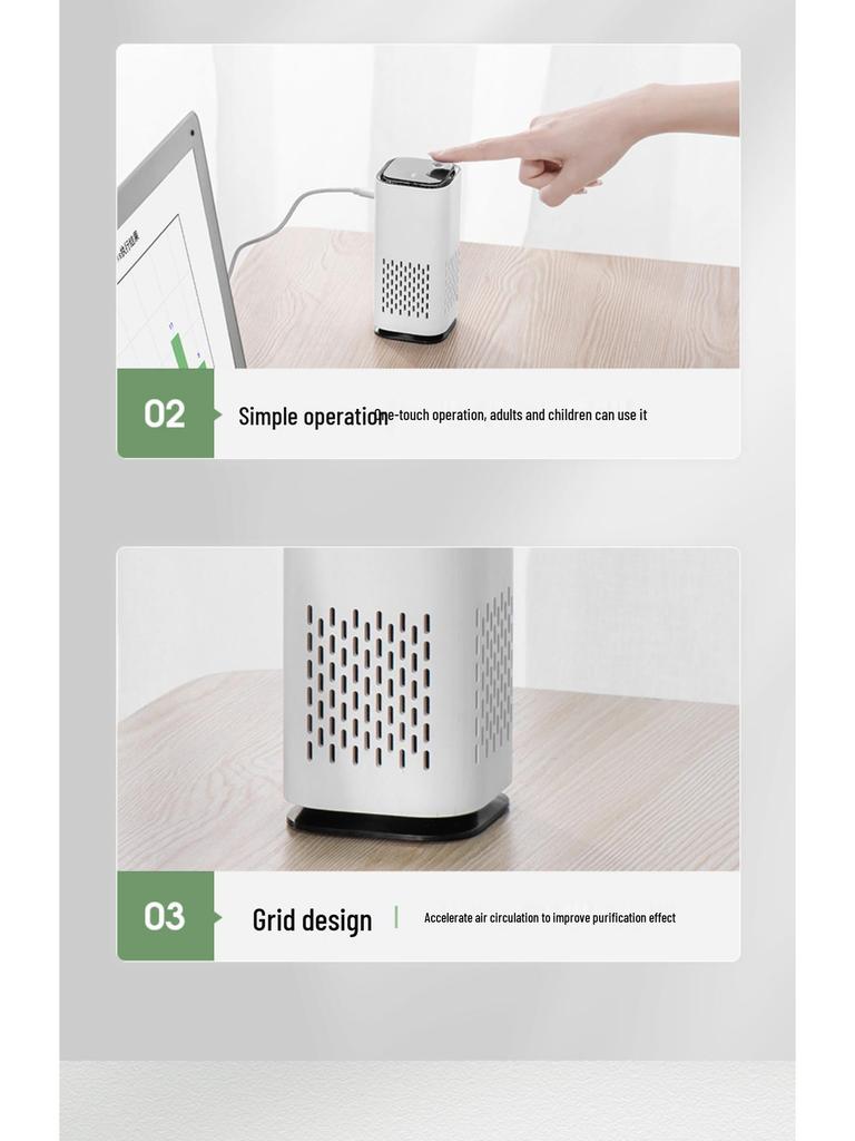 Silent Negative Ion Car & Office Air Purifier - Eliminates Odors & Smoke
