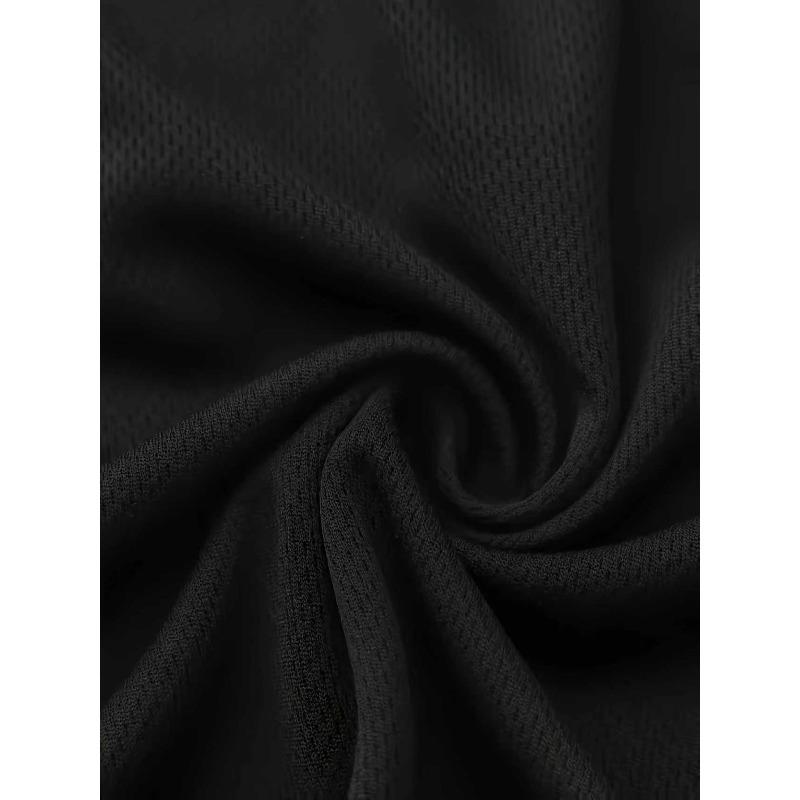 European Size Men's & Teen ' Black T-Shirt with White Star Design - Short Sleeve Round Neck Summer Casual & Wear, Breathable T-Shirt for Training