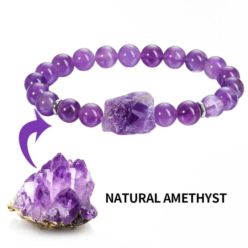 Natürliche Amethyst Quarz Perlenarmbänder Gesundheitsarmband für Frauen Yoga Schmuck Geschenk
