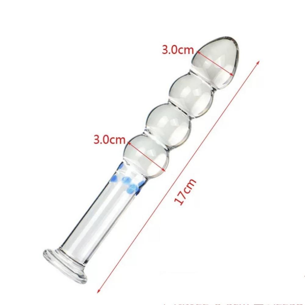 Transparent Clear Blue Dots Crystal Glass Quantity Plug