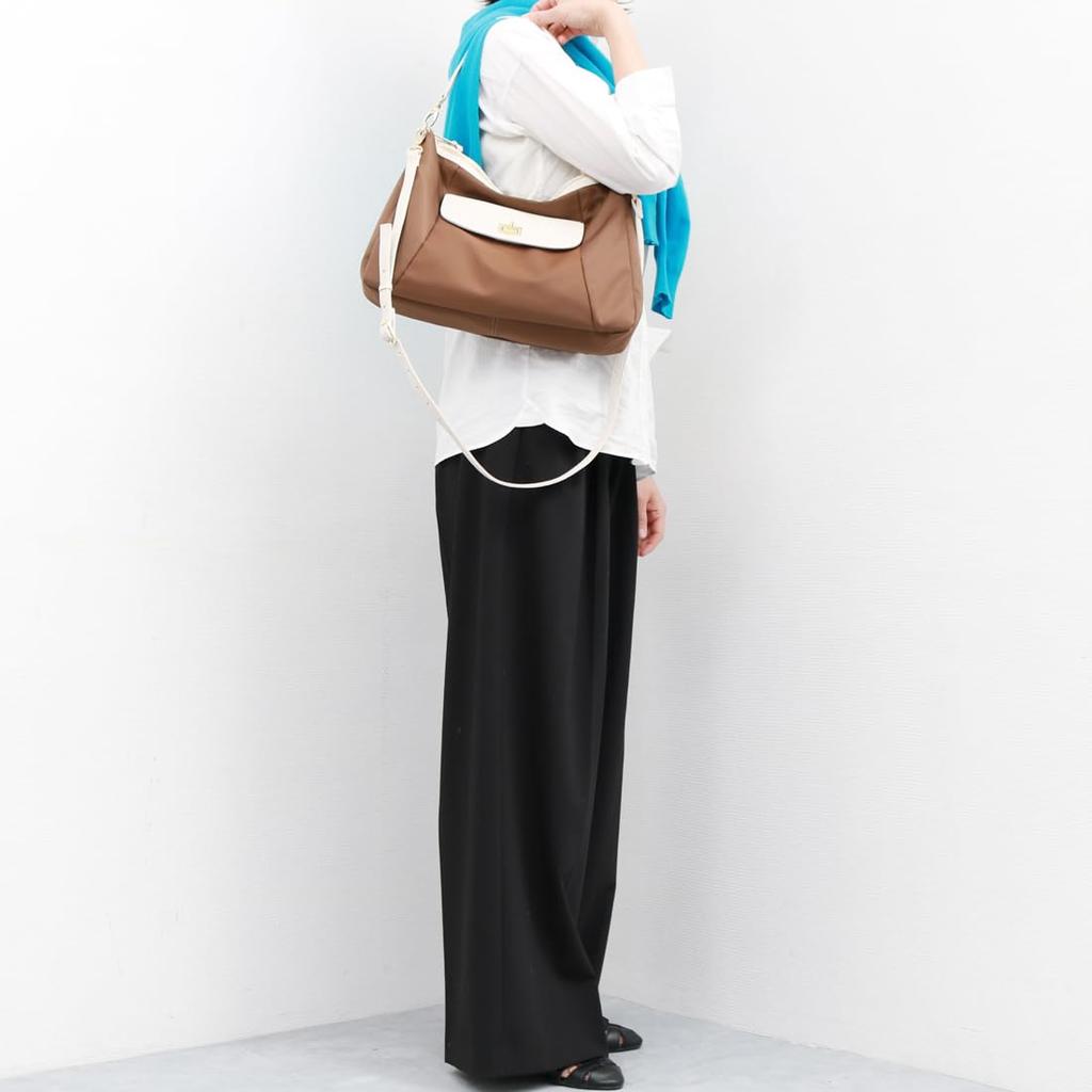Perke Tote Bag with Nylon and Cowhide Twist BR 2-Way Cover, 08-00-09740, Women's,