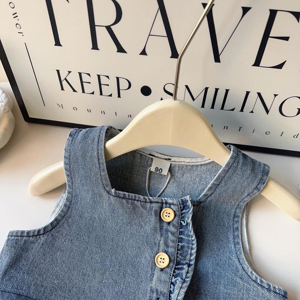 Mädchenmode-Set: Langärmeliges Hemd, Ärmellose Jeansweste und Lange Hose - Frühling/Herbst-Kollektion