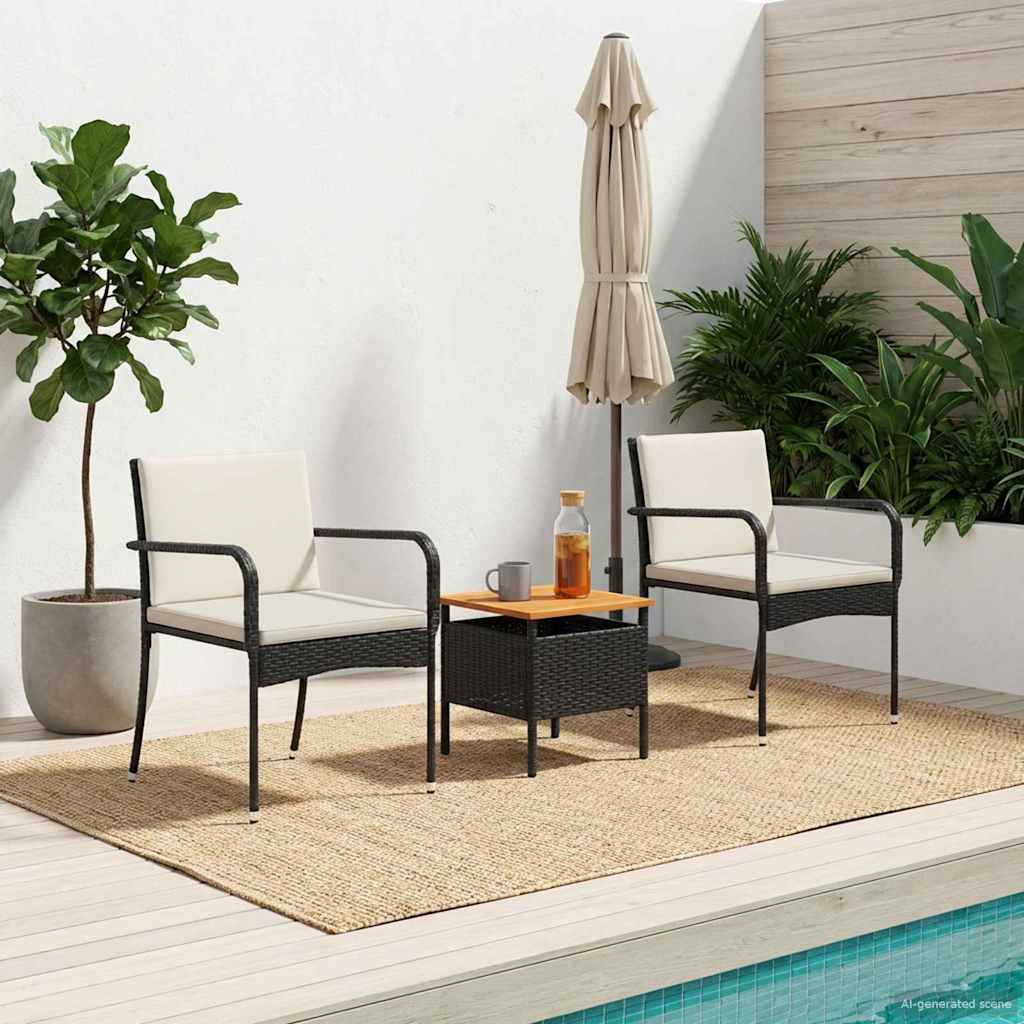 Garden Set Black Poly Rattan