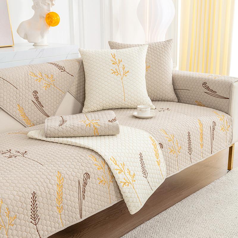 Foreign Trade Solid Color Pure Cotton Four Seasons Non-Slip Simple Cotton Fabric Universal Seat Cushion Winter Sofa Cover Cover Cloth Towel