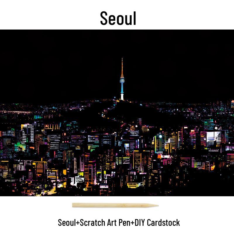 City Night View Scratch Art – DIY Kreatives Handgemachtes Malen Geschenk für Beste Freundin