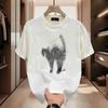 American Retro Trendy Brand Fluffy Kitten Summer Versatile Ins North American Fashion Printed Loose Short Sleeve